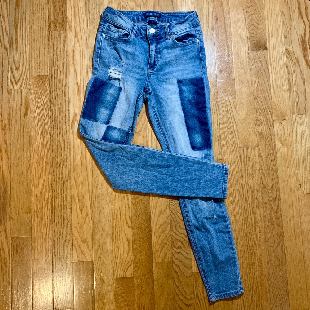 Blue Spice Dark Printed Distressed Jeans
